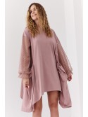 Asymmetrisches Oversize-Kleid mit transparenten Cappuccino-Ärmeln FK615 – Online-Shop – Boutique